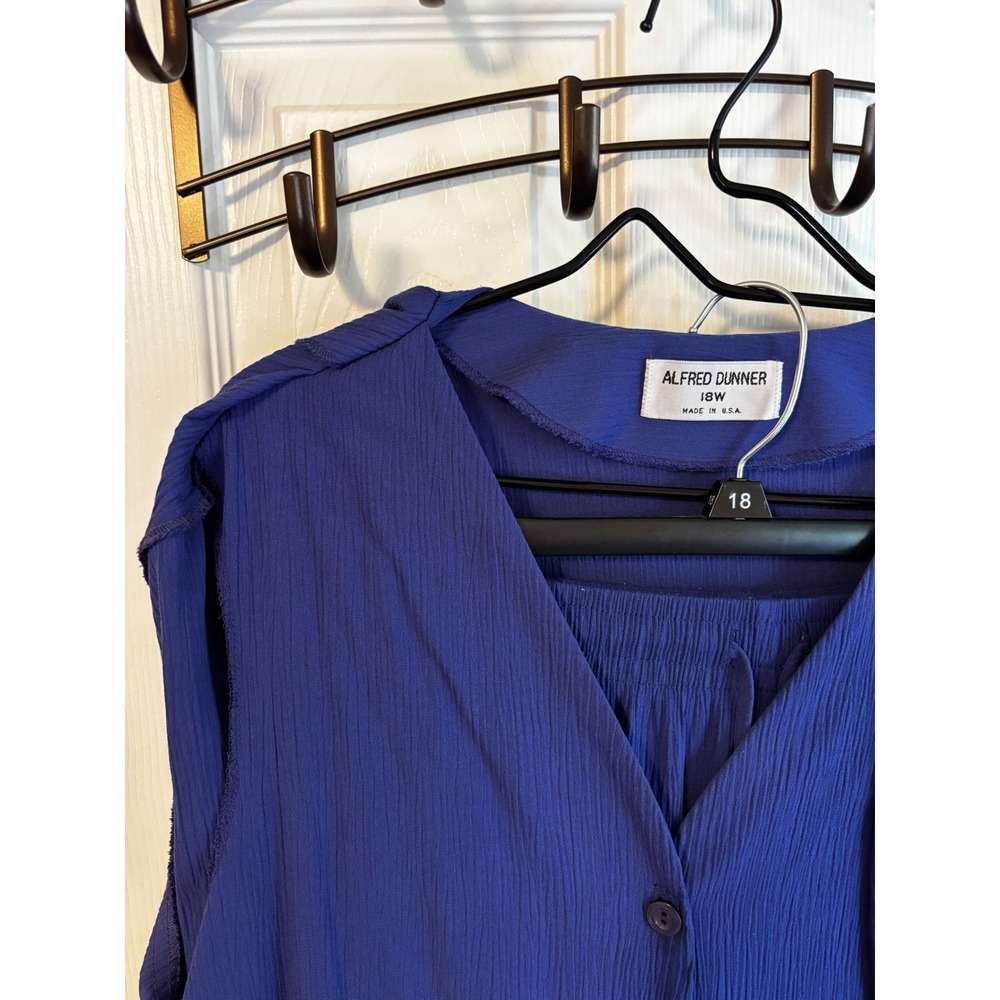 Alfred Dunner Womens 3 Piece Set Royal Blue Cardigan Vest Pants Size 18W - Picture 3 of 8